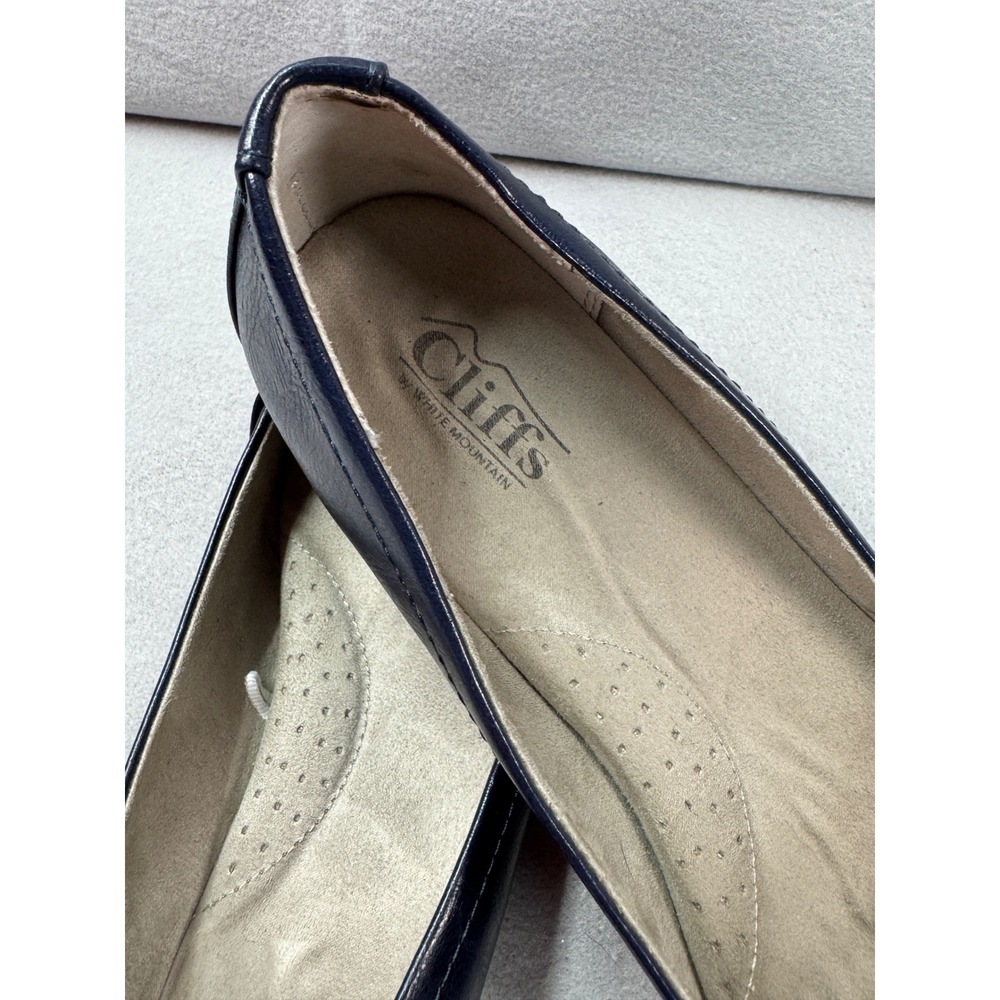 Cliffs by White Mountain Womens Hilt Navy Blue Pleated Comfort Ballet Flats 10W - Picture 9 of 10